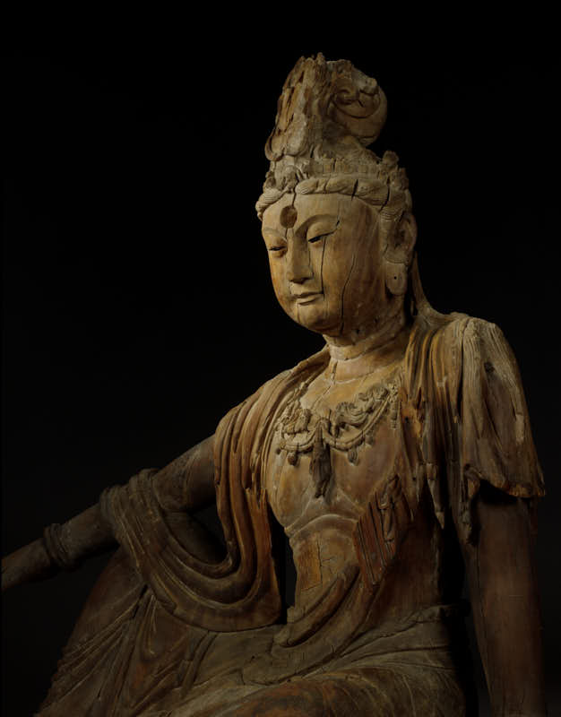 Buddha (polychromed wood, 13th C) detail