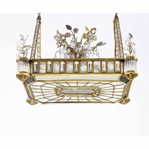 Chandelier brass and cut glass