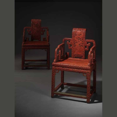Chinese lacquer chairs