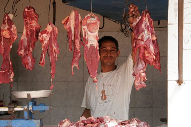 Open air meat market, Barreirinhas, Maranhao state