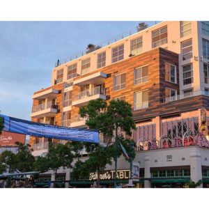 Little Italy building at sunset, San Diego